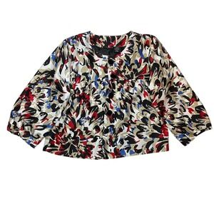 Bay Studio Career Abstract Print Button Front 3/4 Sleeve Jacket Sz L‎